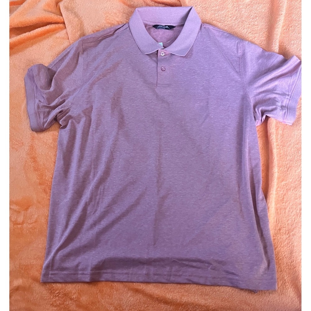 Members Mark Stretch Pique Polo Shirt Mens Mauve Heathered Short Sleeve‎